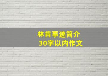 林肯事迹简介30字以内作文