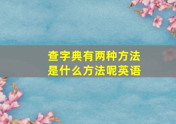 查字典有两种方法是什么方法呢英语