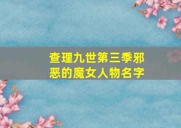 查理九世第三季邪恶的魔女人物名字