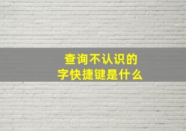 查询不认识的字快捷键是什么