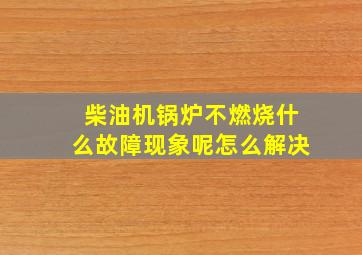 柴油机锅炉不燃烧什么故障现象呢怎么解决