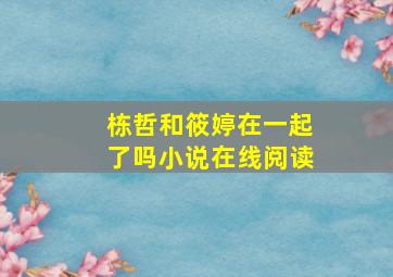 栋哲和筱婷在一起了吗小说在线阅读