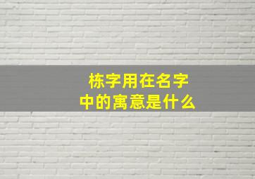 栋字用在名字中的寓意是什么