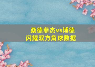 桑德菲杰vs博德闪耀双方角球数据