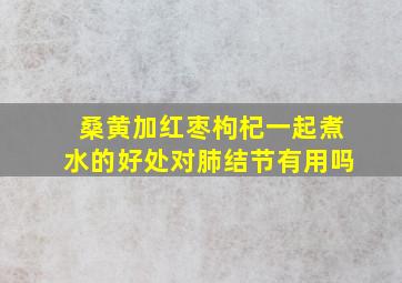 桑黄加红枣枸杞一起煮水的好处对肺结节有用吗