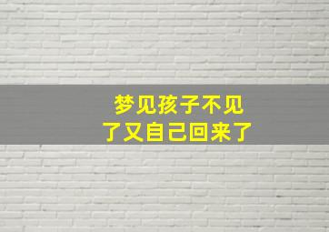 梦见孩子不见了又自己回来了