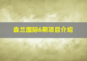 森兰国际6期项目介绍