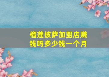 榴莲披萨加盟店赚钱吗多少钱一个月