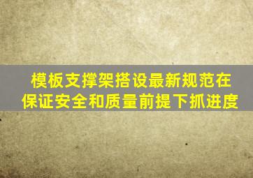 模板支撑架搭设最新规范在保证安全和质量前提下抓进度