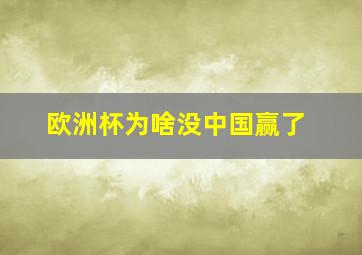 欧洲杯为啥没中国赢了