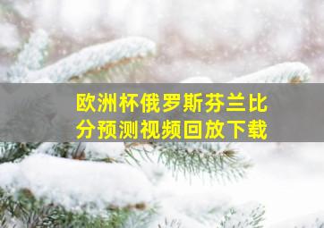 欧洲杯俄罗斯芬兰比分预测视频回放下载