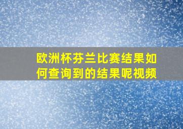 欧洲杯芬兰比赛结果如何查询到的结果呢视频