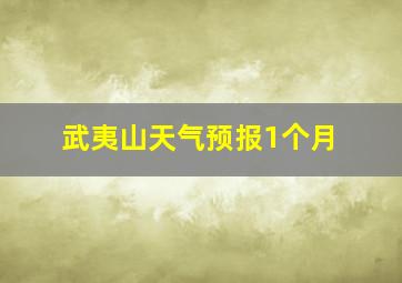 武夷山天气预报1个月