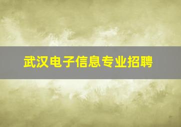 武汉电子信息专业招聘