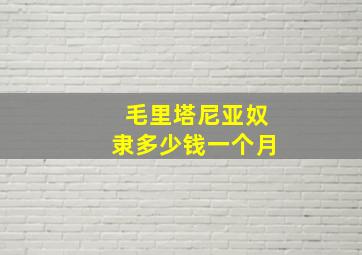 毛里塔尼亚奴隶多少钱一个月