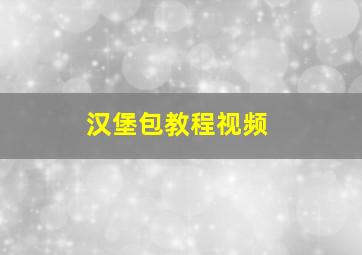 汉堡包教程视频