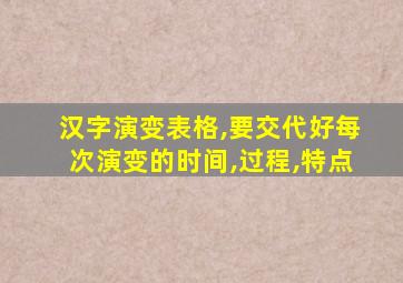 汉字演变表格,要交代好每次演变的时间,过程,特点