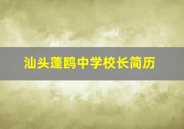 汕头蓬鸥中学校长简历