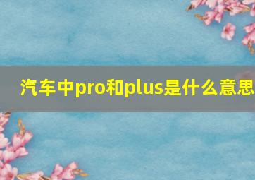 汽车中pro和plus是什么意思