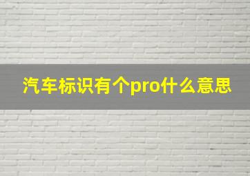 汽车标识有个pro什么意思