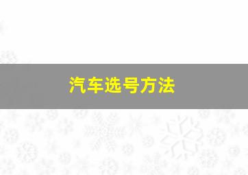 汽车选号方法