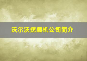 沃尔沃挖掘机公司简介