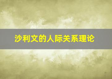 沙利文的人际关系理论