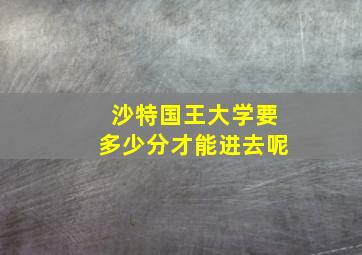 沙特国王大学要多少分才能进去呢