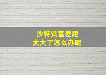 沙特贫富差距太大了怎么办呢