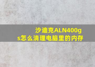 沙迪克ALN400gs怎么清理电脑里的内存