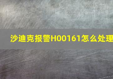 沙迪克报警H00161怎么处理