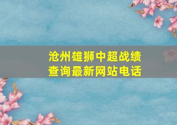 沧州雄狮中超战绩查询最新网站电话