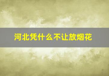 河北凭什么不让放烟花