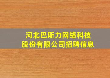 河北巴斯力网络科技股份有限公司招聘信息