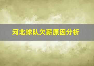 河北球队欠薪原因分析