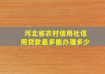 河北省农村信用社信用贷款最多能办理多少