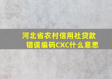 河北省农村信用社贷款错误编码CXC什么意思