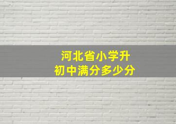 河北省小学升初中满分多少分