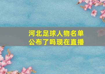 河北足球人物名单公布了吗现在直播