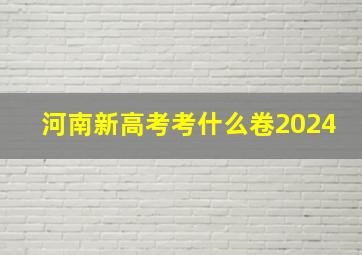 河南新高考考什么卷2024