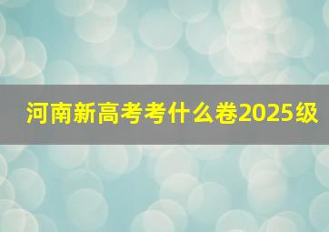 河南新高考考什么卷2025级