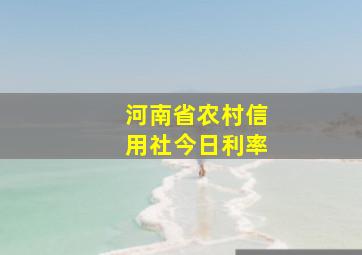 河南省农村信用社今日利率