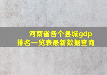 河南省各个县城gdp排名一览表最新数据查询