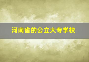 河南省的公立大专学校