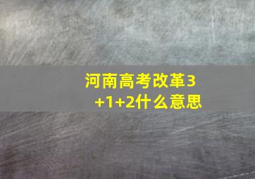 河南高考改革3+1+2什么意思