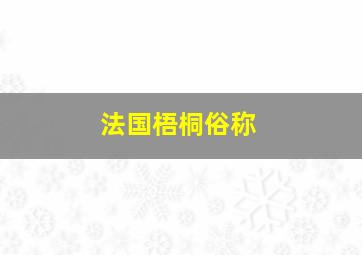 法国梧桐俗称