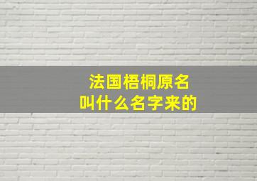 法国梧桐原名叫什么名字来的