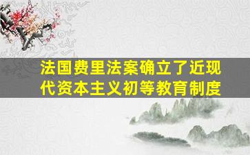 法国费里法案确立了近现代资本主义初等教育制度