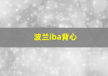 波兰iba背心