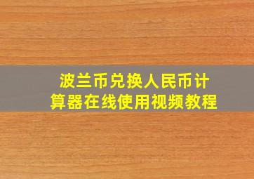 波兰币兑换人民币计算器在线使用视频教程